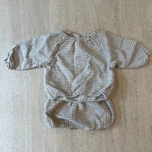 Quincy Mae Green and Cream Striped Long sleeve Baby Set 0-3M
